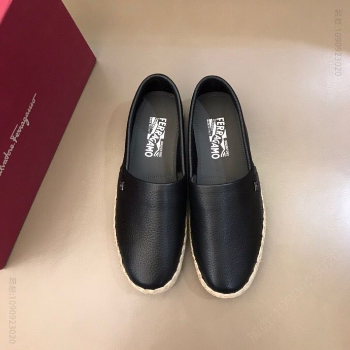 Ferragamo 菲拉格慕 专用粒面软牛皮F男士低帮休闲渔夫鞋
