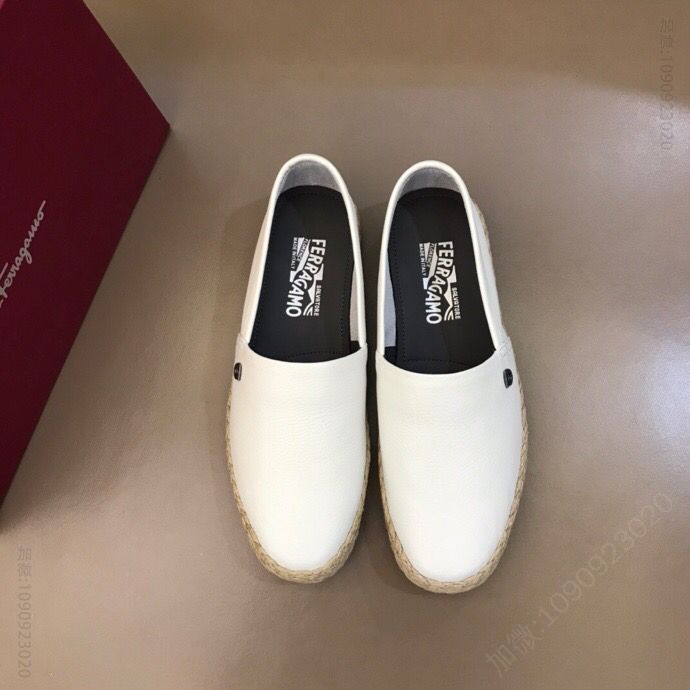 Ferragamo 菲拉格慕 专用粒面软牛皮F男士低帮休闲渔夫鞋