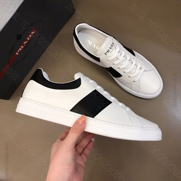 PRADA普拉达 P 家奢品2023进口小牛皮拼接男士时尚运动鞋
