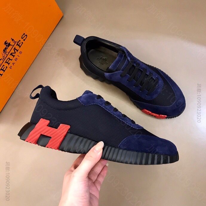 Hermes爱马仕 高科技帆布与麂皮山羊皮男士运动鞋