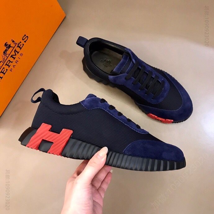 Hermes爱马仕 高科技帆布与麂皮山羊皮男士运动鞋