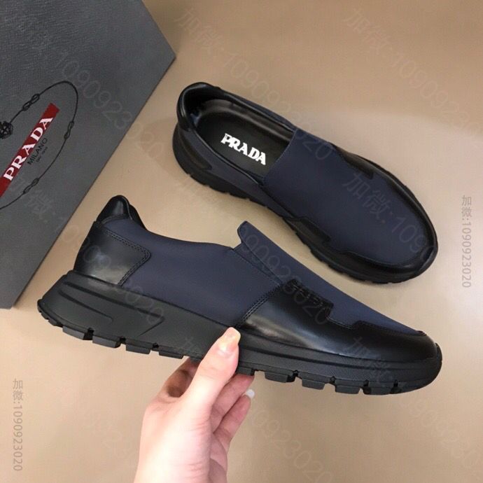 PRADA普拉达 P 家奢品2023进口小牛皮拼接男士时尚运动鞋