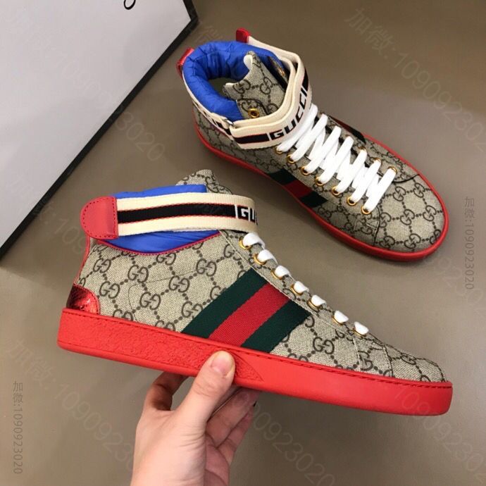 Gucci古驰 G家秋冬男士Ace系列高帮运动鞋