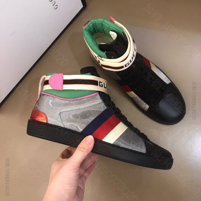 Gucci古驰 G家秋冬男士Ace系列高帮运动鞋