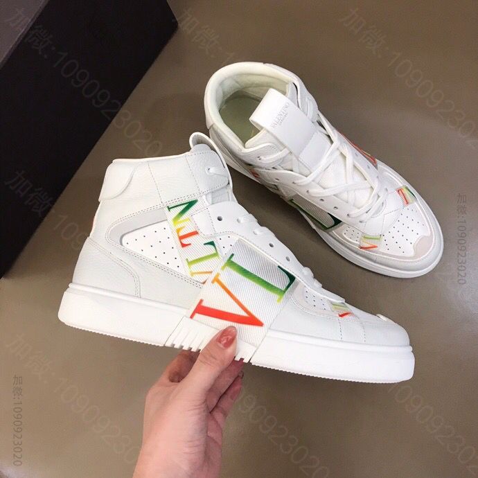 华伦天奴 V L7N 2023高帮情侣款小牛皮绑带运动鞋