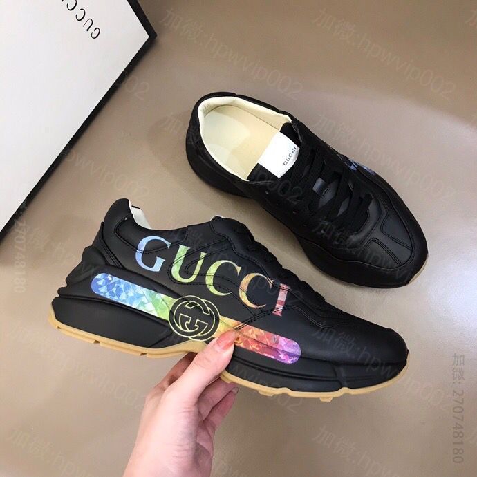 原版古驰男款运动鞋 古驰男鞋 Gucci古驰 采用厚实鞋底【G家高版本】男女款复古运动鞋 原版古驰运动鞋网站 