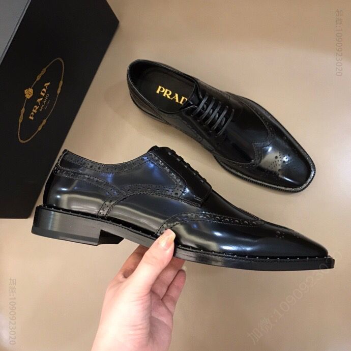 PRADA普拉达 顶级皮胚手工P家原单男士正装皮鞋