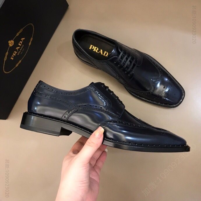 PRADA普拉达 顶级皮胚手工P家原单男士正装皮鞋