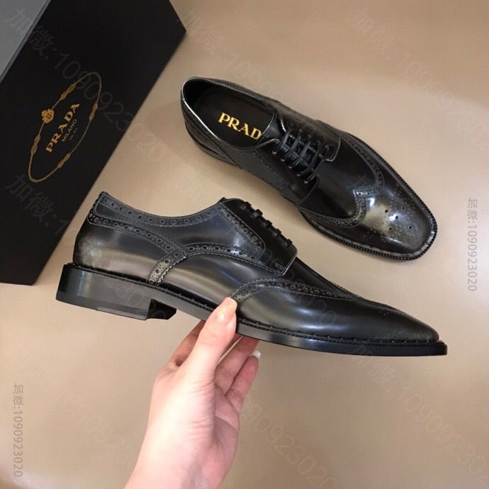 PRADA普拉达 顶级皮胚手工P家原单男士正装皮鞋