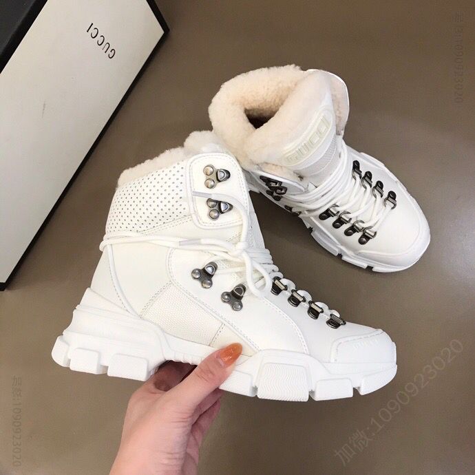 Gucci古驰 G家主打系列Flashtrek羊毛情侣款秋冬高帮鞋