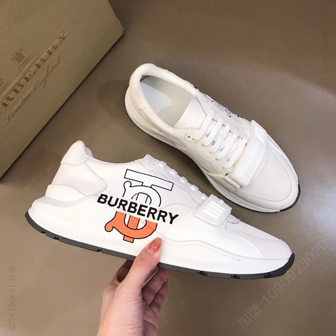 Burberry博柏利 小牛皮和帆布拼接B家2023男士增高运动鞋