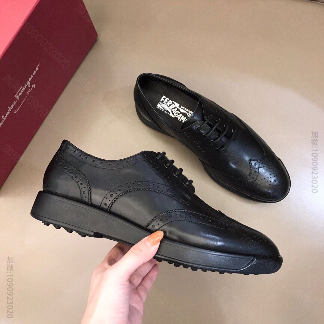 Ferragamo菲拉格慕 意大利进口原版定制荔纹小牛皮F 男士经典休闲皮鞋
