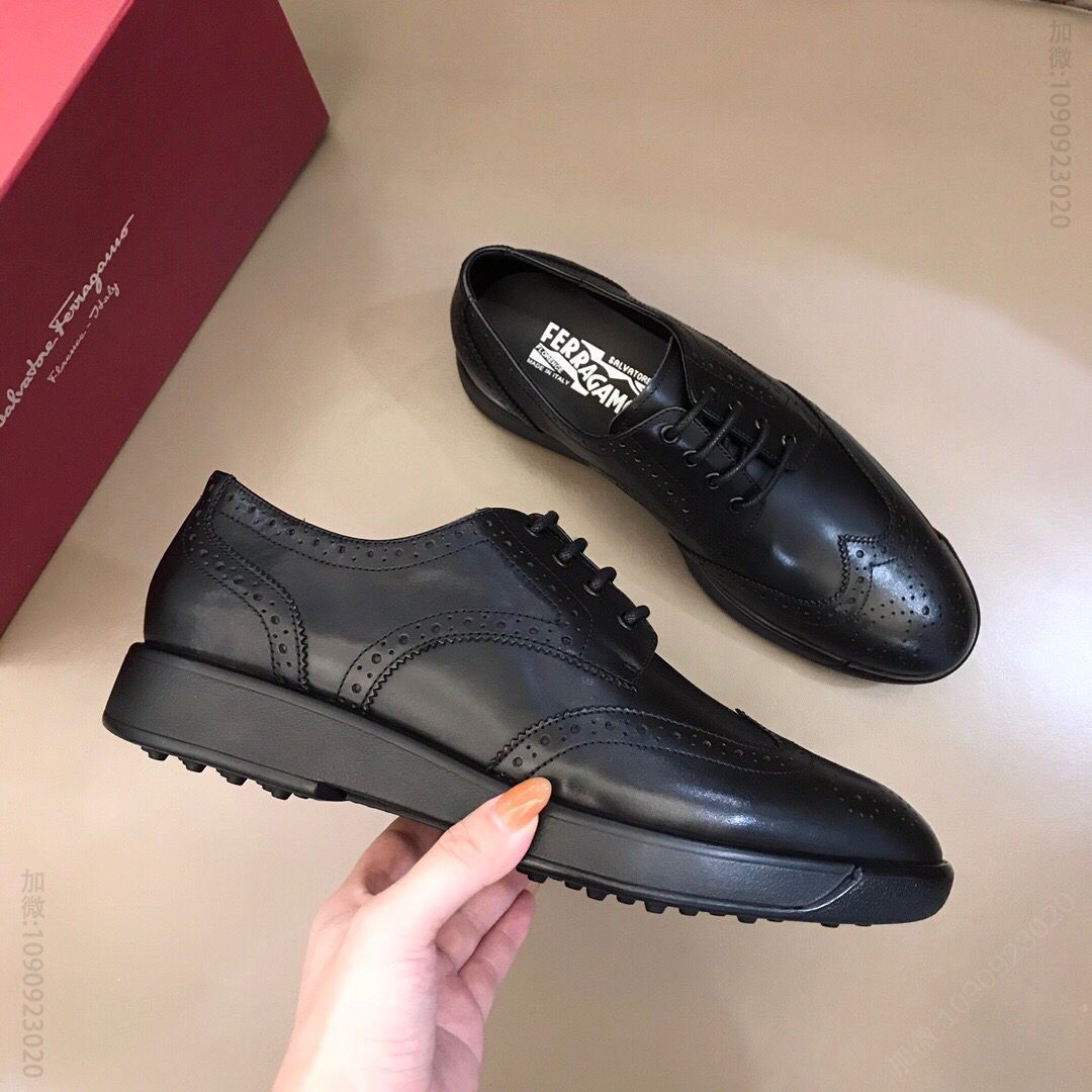 Ferragamo菲拉格慕 意大利进口原版定制荔纹小牛皮F 男士经典休闲皮鞋