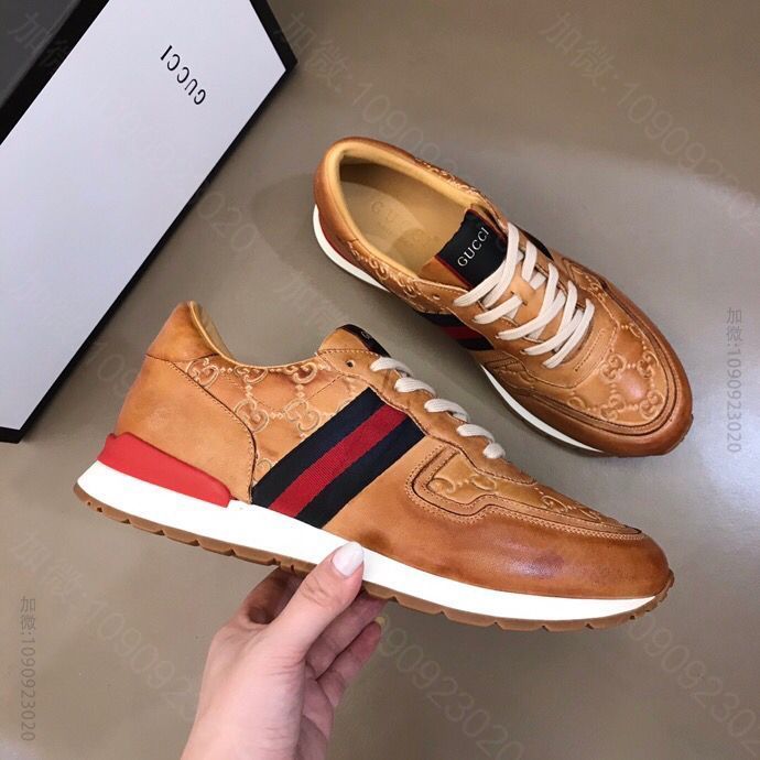 Gucci古驰 进口小牛皮空压GG品牌logoG家男士GG运动鞋