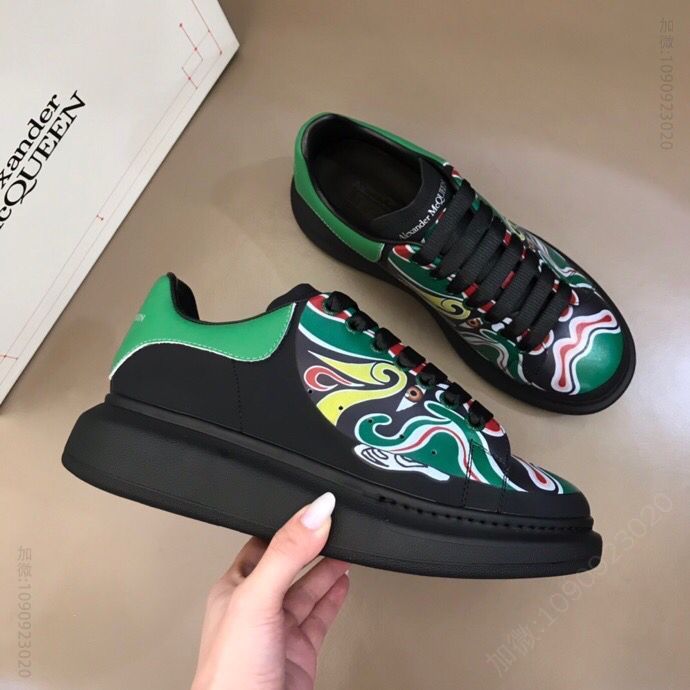 McQueen 麦昆 原版丝绸牛皮彩绘系列男士运动鞋