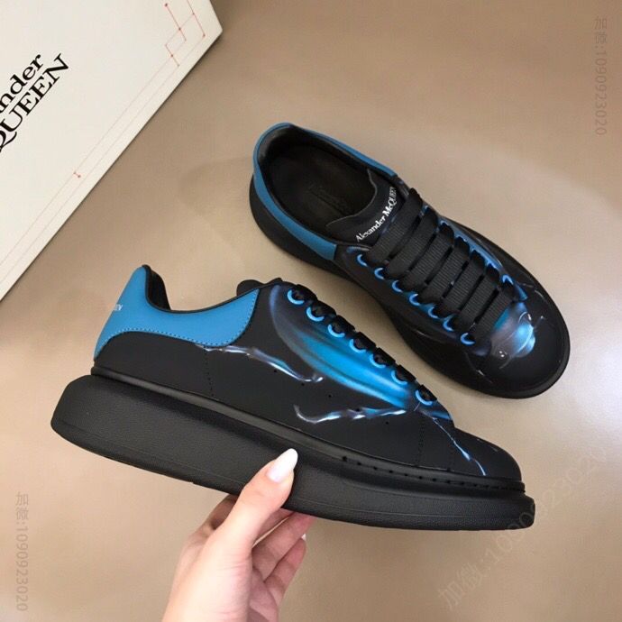 McQueen 麦昆 原版丝绸牛皮彩绘系列男士运动鞋