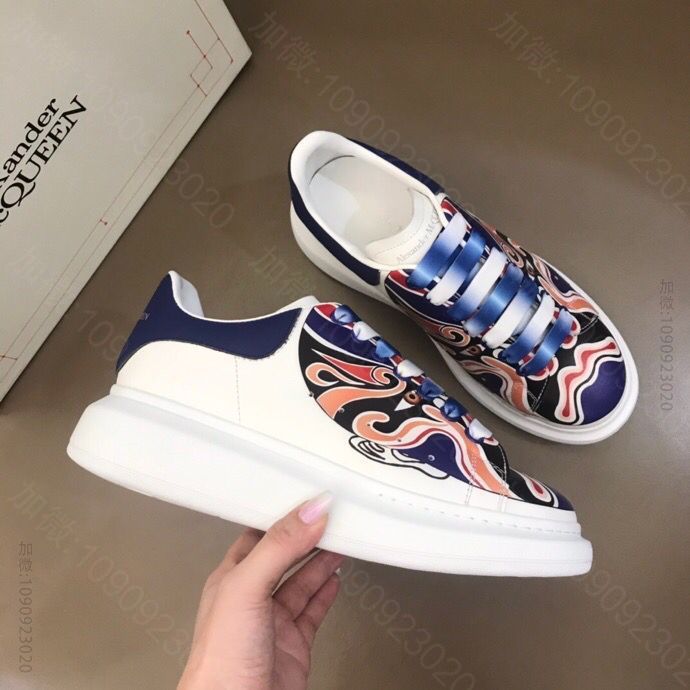 McQueen 麦昆 原版丝绸牛皮彩绘系列男士运动鞋