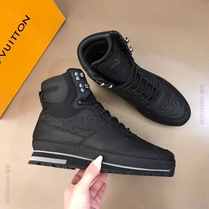 LV/路易威登 精选优质头层牛皮配原版帆布 牛皮内里L 男士秋冬高帮靴