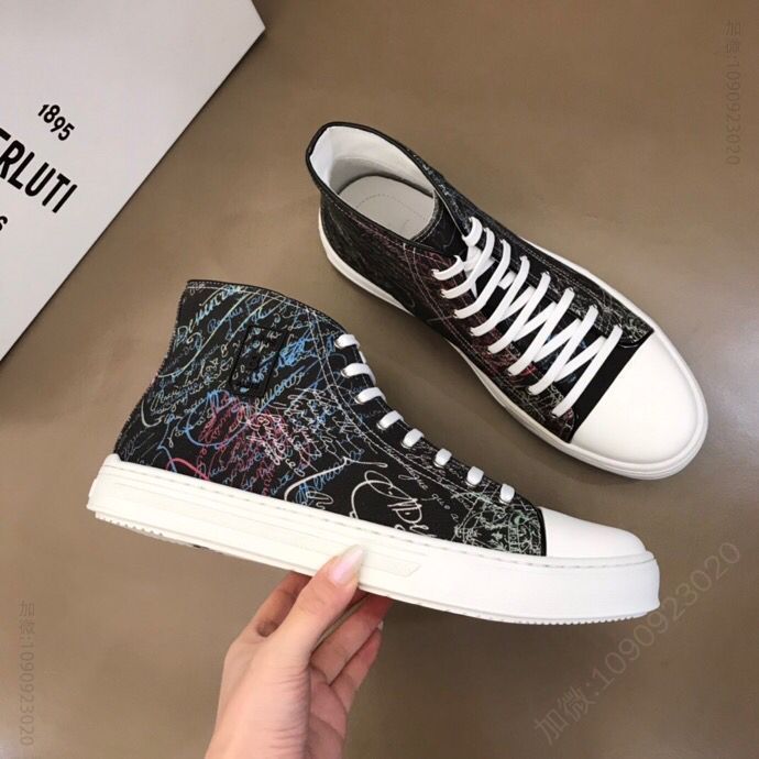 Berluti伯鲁提 Ber意大利奢品男士高帮休闲帆布鞋