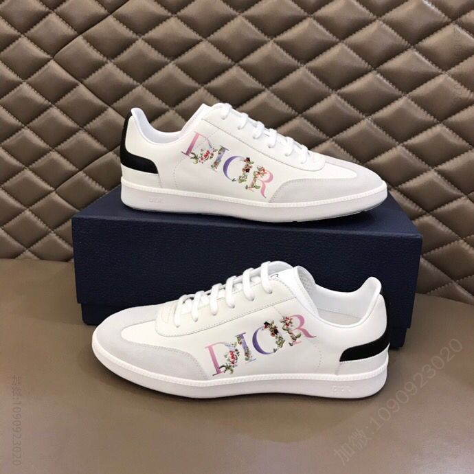 DIOR迪奥 采用白色光滑牛皮革搭配绒面革B01 运动鞋
