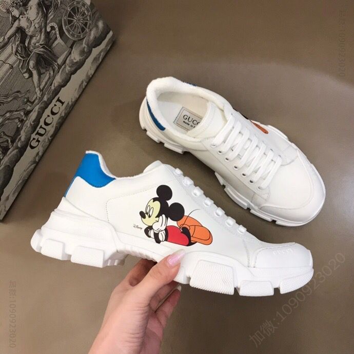 Gucci古驰 鞋身3D打印图案头层牛皮G 家复古老爹鞋
