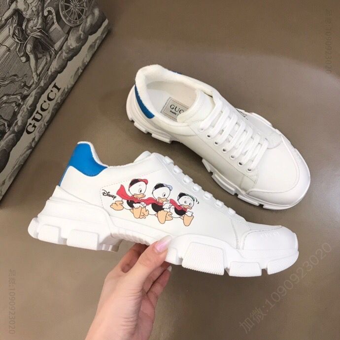Gucci古驰 鞋身3D打印图案头层牛皮G 家复古老爹鞋