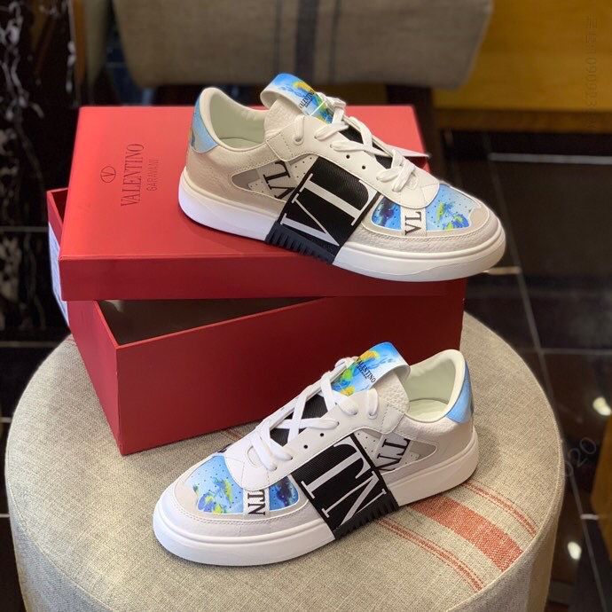 Valentino华奴天伦 VLTN logo绑带小牛皮绑带运动鞋