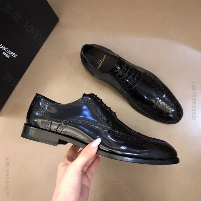YSL圣罗兰 进口开边珠牛皮真皮大底男士正装皮鞋