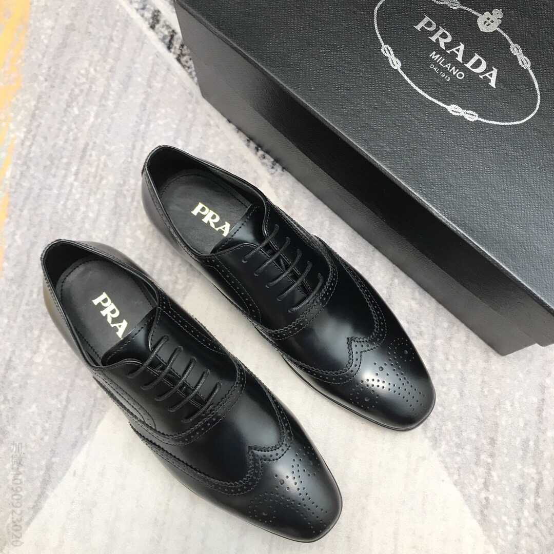 PRADA普拉达 男士布洛克系带款正装皮鞋