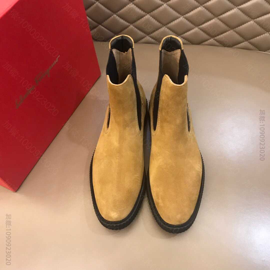 菲拉格慕(Ferragamo) 2023进口头层牛皮男士秋冬高帮靴