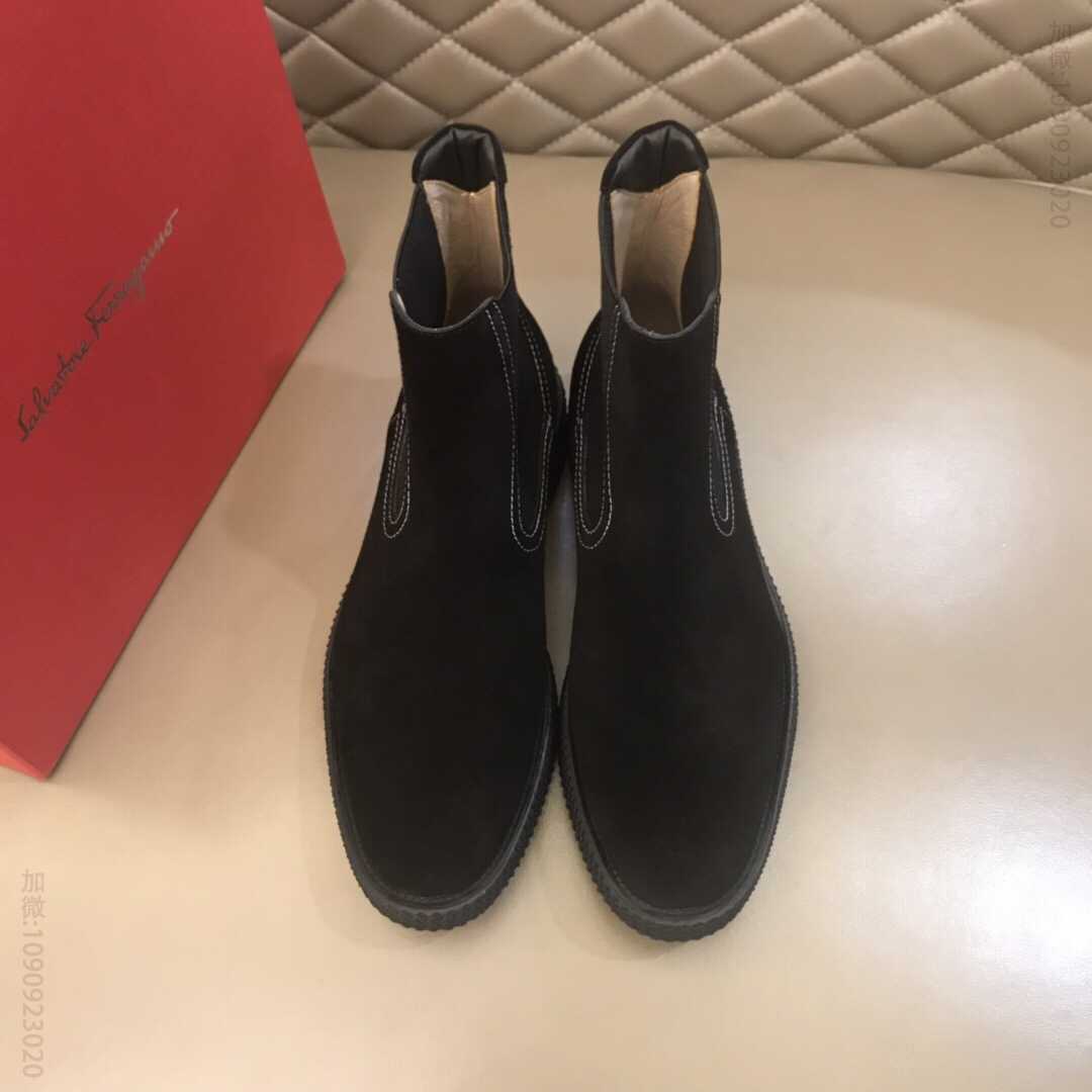 菲拉格慕(Ferragamo) 2023进口头层牛皮男士秋冬高帮靴