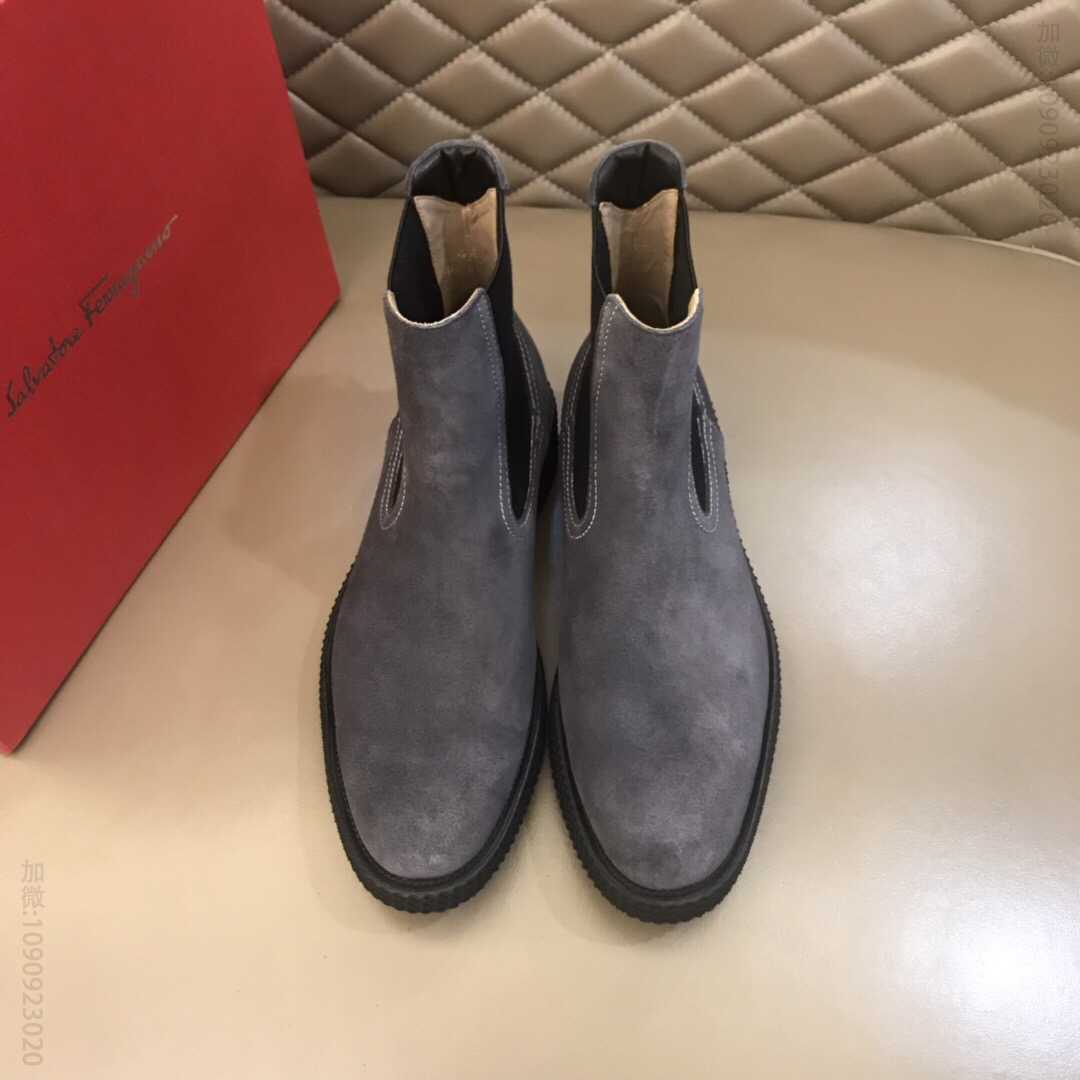 菲拉格慕(Ferragamo) 2023进口头层牛皮男士秋冬高帮靴