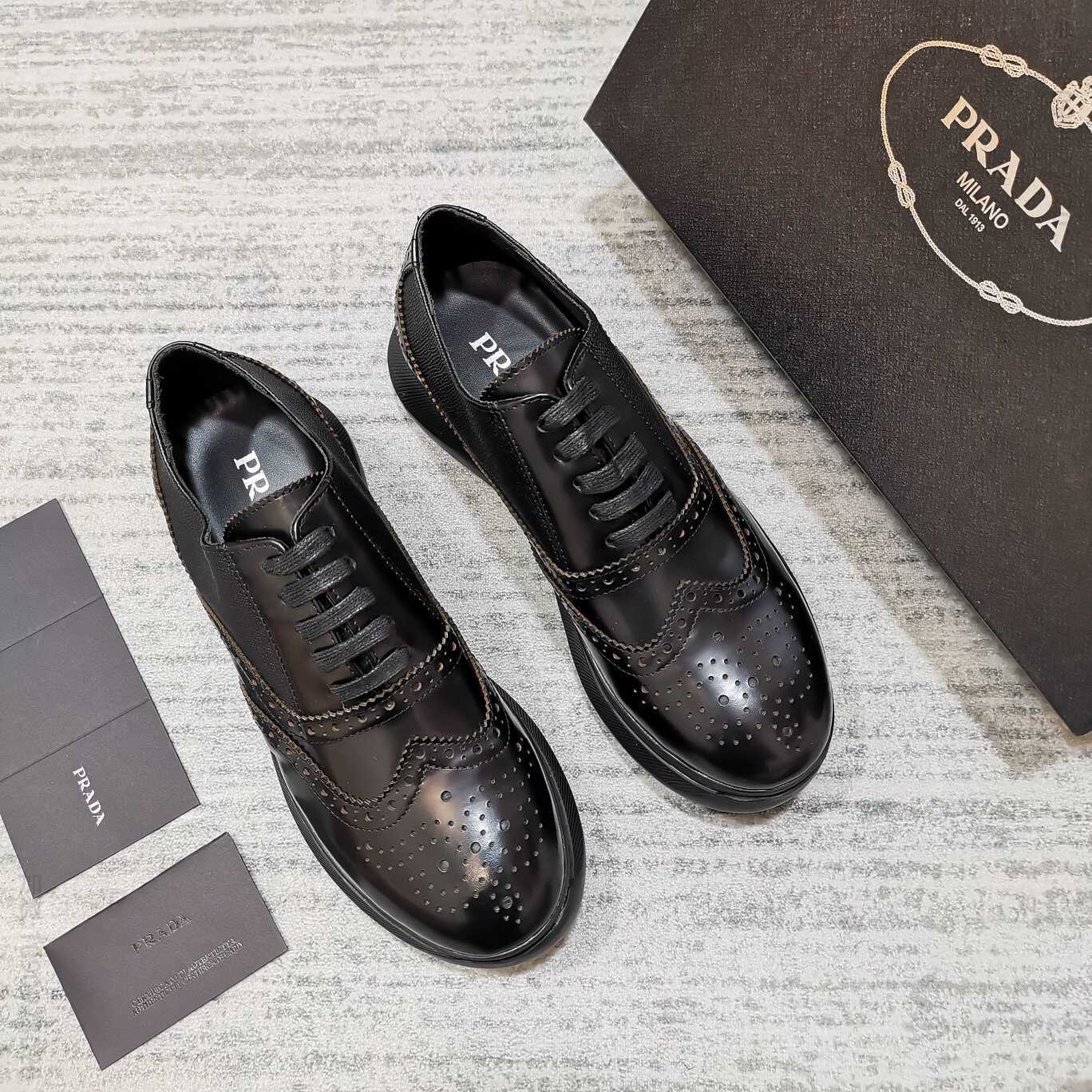 PRADA 普拉达新款男士厚底老爹鞋款皮鞋