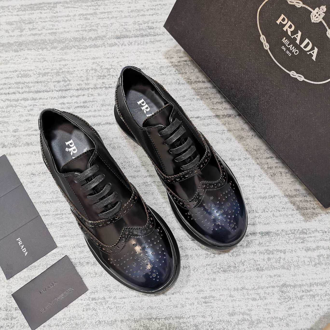 PRADA 普拉达新款男士厚底老爹鞋款皮鞋