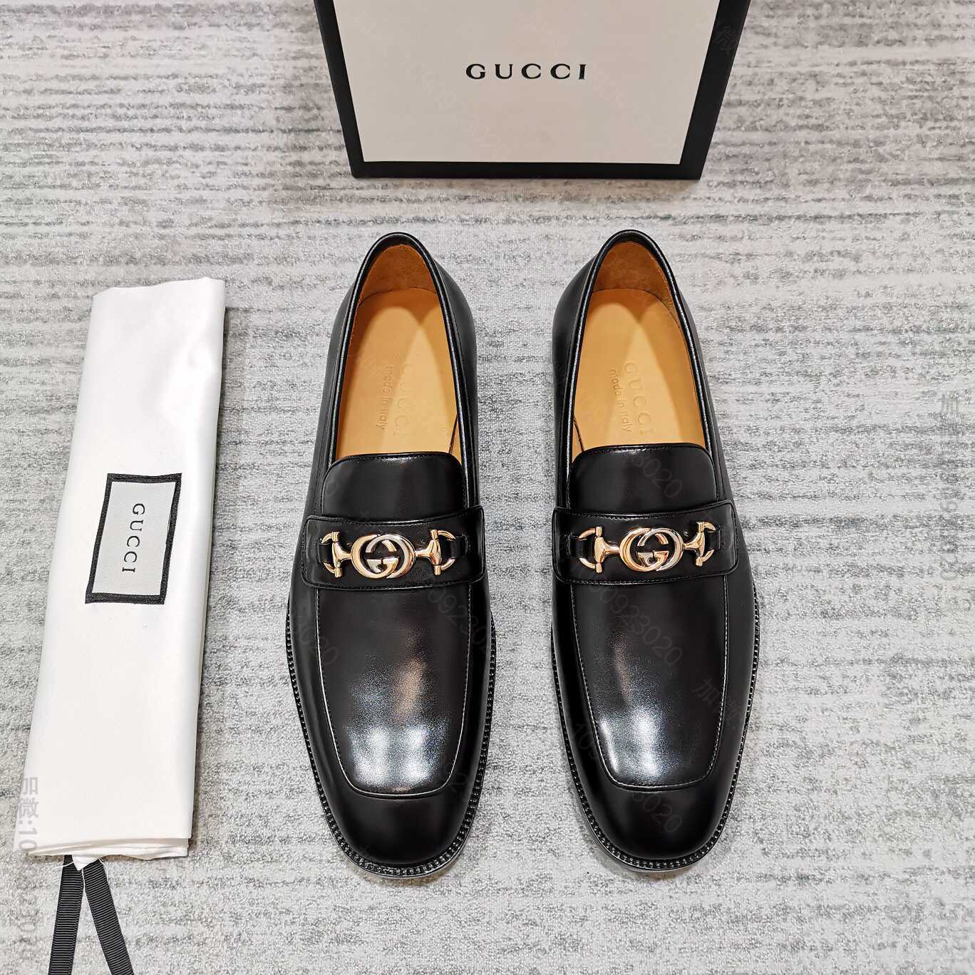 GUCCI古驰 饰互扣式 G 马衔扣牛皮乐福鞋