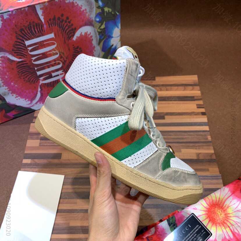 gucci古驰 以侧面条纹织带和 Gucci 复古标识高帮休闲小脏鞋