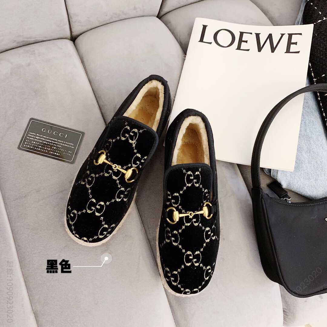 Gucci古驰 新款羊毛马衔扣一脚蹬情侣款乐福鞋