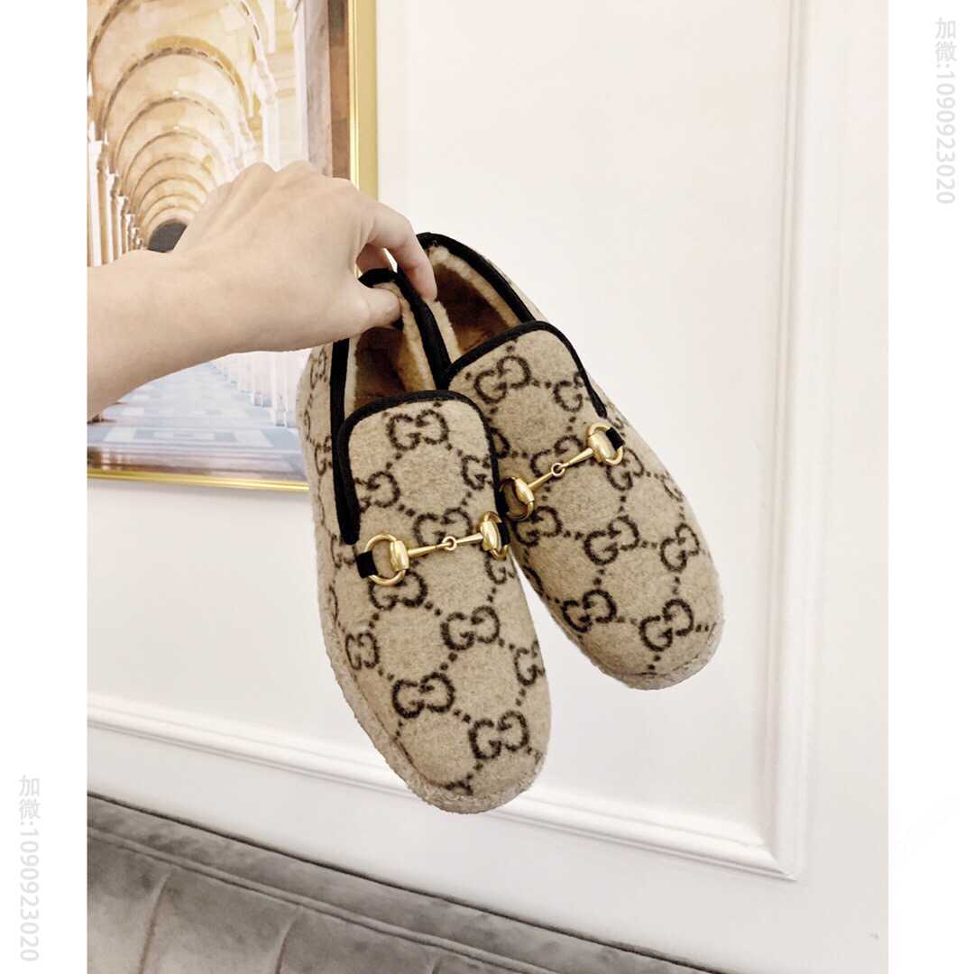 Gucci古驰 新款羊毛马衔扣一脚蹬情侣款乐福鞋