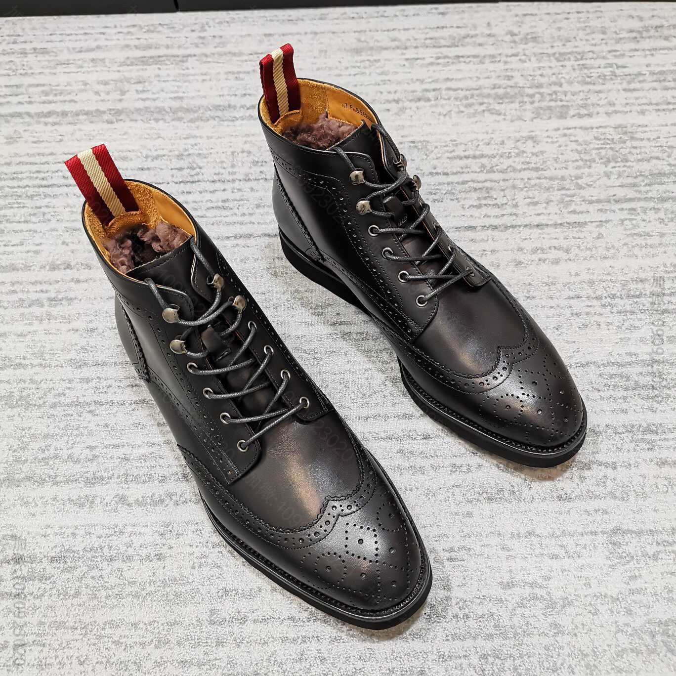 B74027_BALLY/巴利 经典冬季男款羊毛靴 高帮靴 高仿巴利短靴