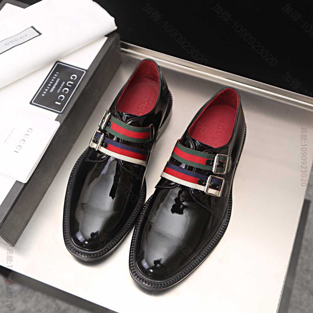 【GUCCI】古奇顶级代购男士2023专柜同步水染牛皮内里真皮大底男士皮鞋