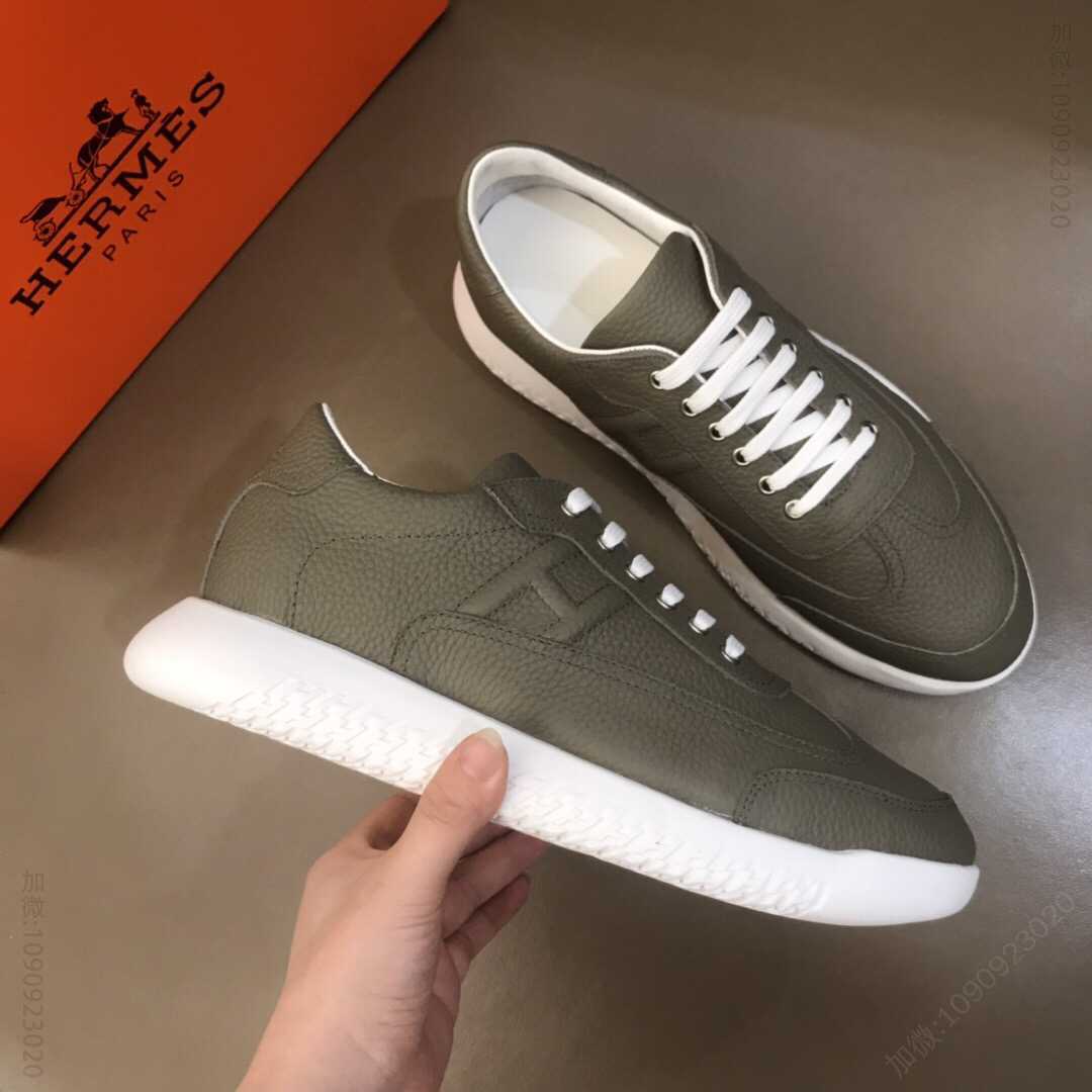 爱马仕 进口原厂荔枝纹小牛皮材质H家休闲运动鞋