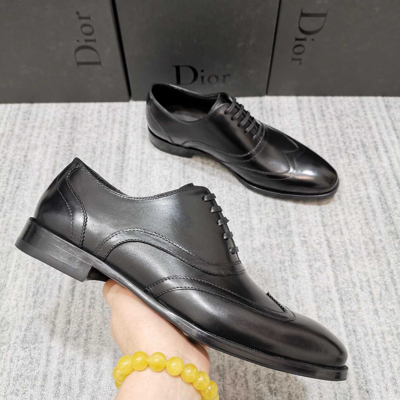 Dior 迪奥 2023最新款进口牛皮面布洛克雕花德比男士皮鞋