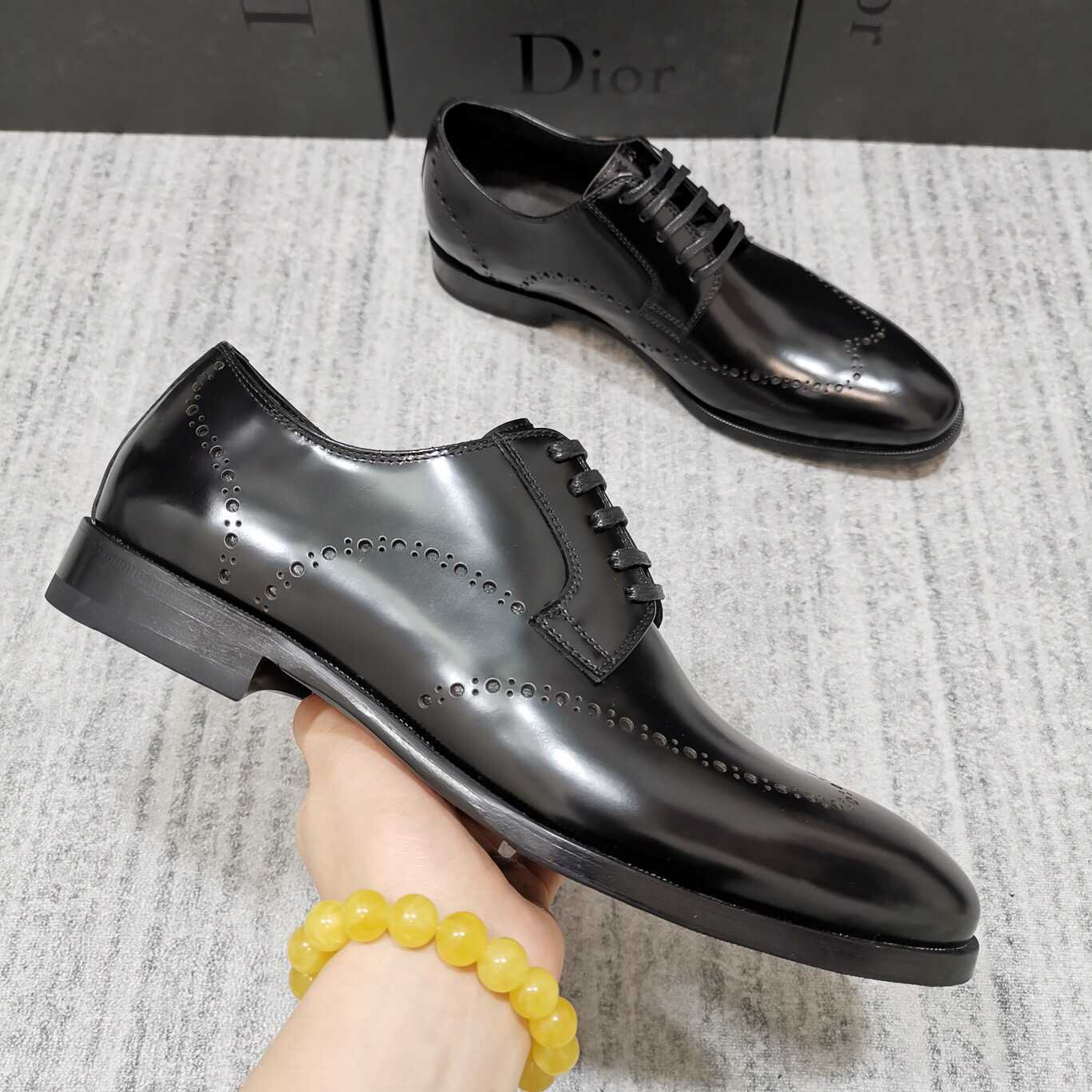 原单迪奥男士皮鞋 Dior 迪奥 2023最新款进口牛皮面布洛克雕花德比男士皮鞋 原单迪奥男士皮鞋 