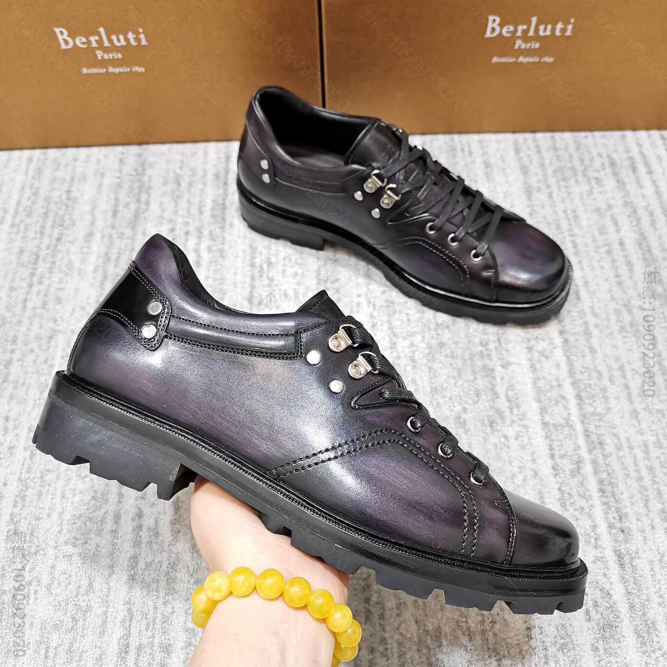 BERLUTI 布鲁提 Brunico 小牛皮厚底德比鞋