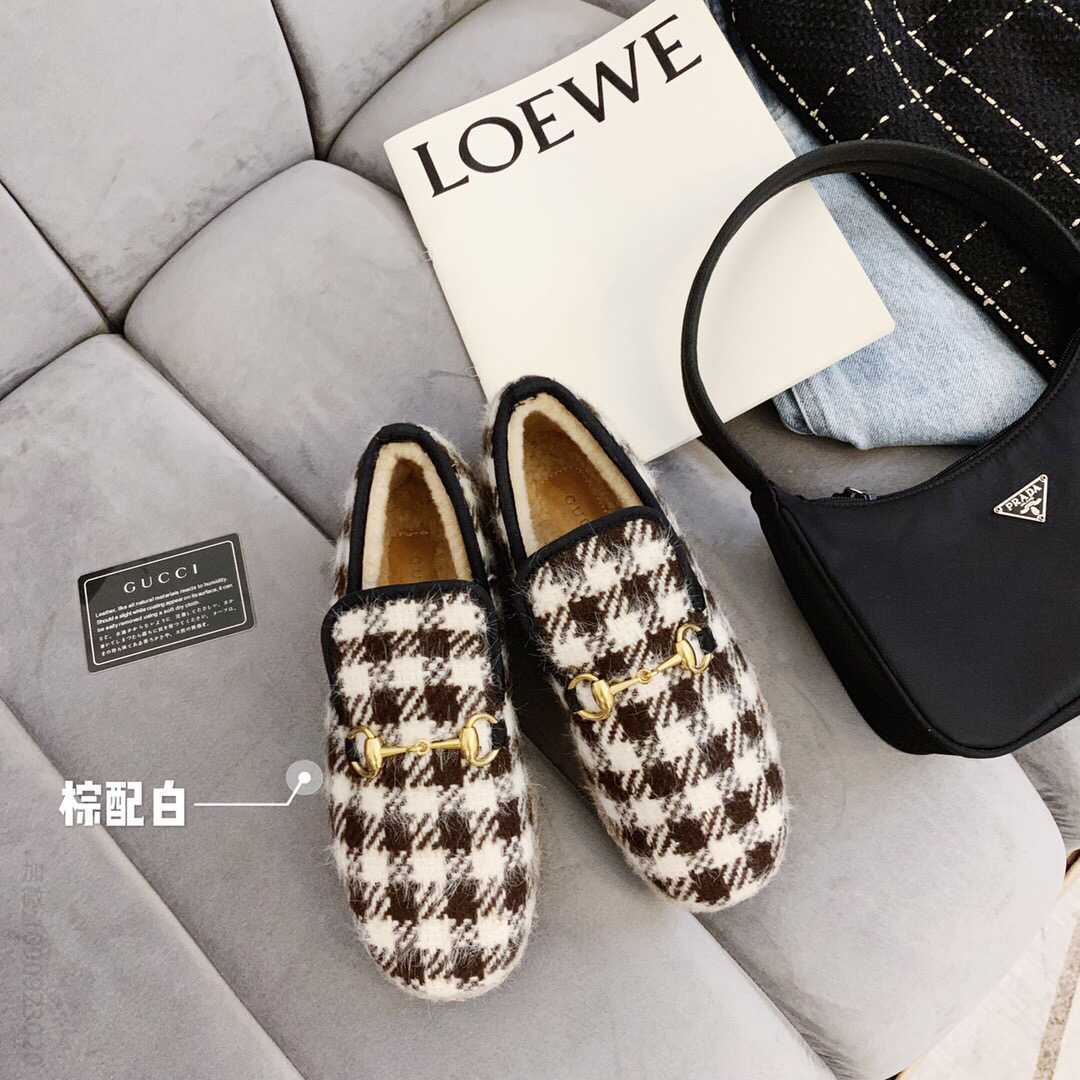 Gucci古驰 新款羊毛马衔扣一脚蹬情侣款乐福鞋