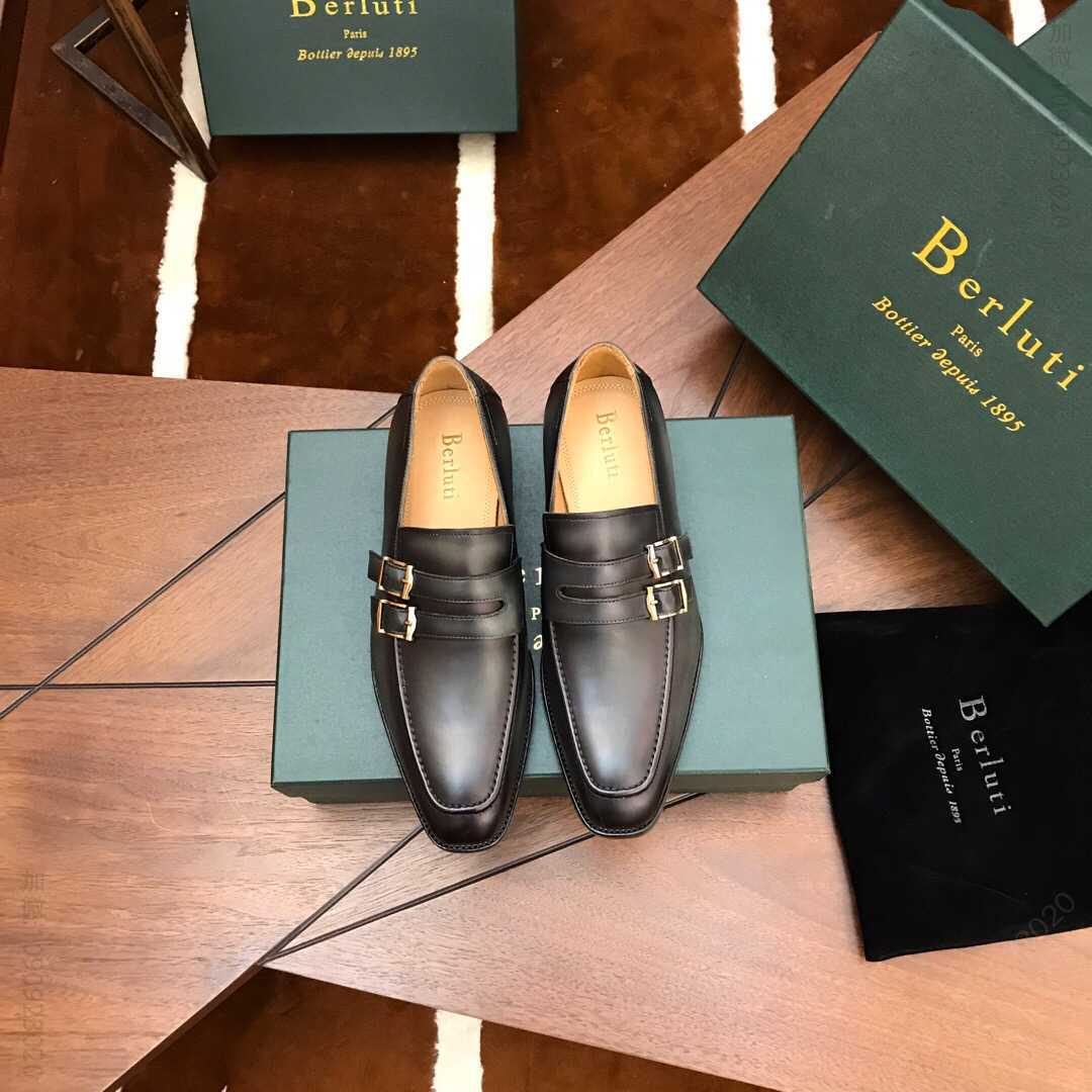 Berluti（伯尔鲁帝）意大利进口牛皮鞋面，水染牛皮鞋里男士商务正装皮鞋