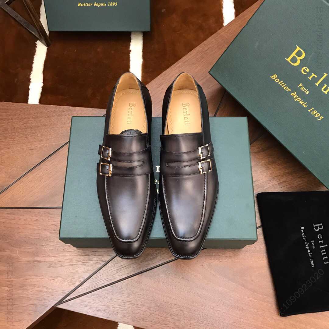 Berluti（伯尔鲁帝）意大利进口牛皮鞋面，水染牛皮鞋里男士商务正装皮鞋
