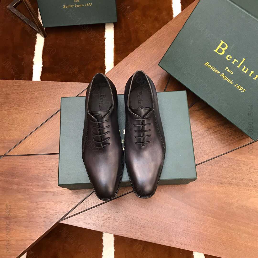 Berluti（伯尔鲁帝）意大利进口牛皮鞋面，水染牛皮鞋里男士商务正装皮鞋