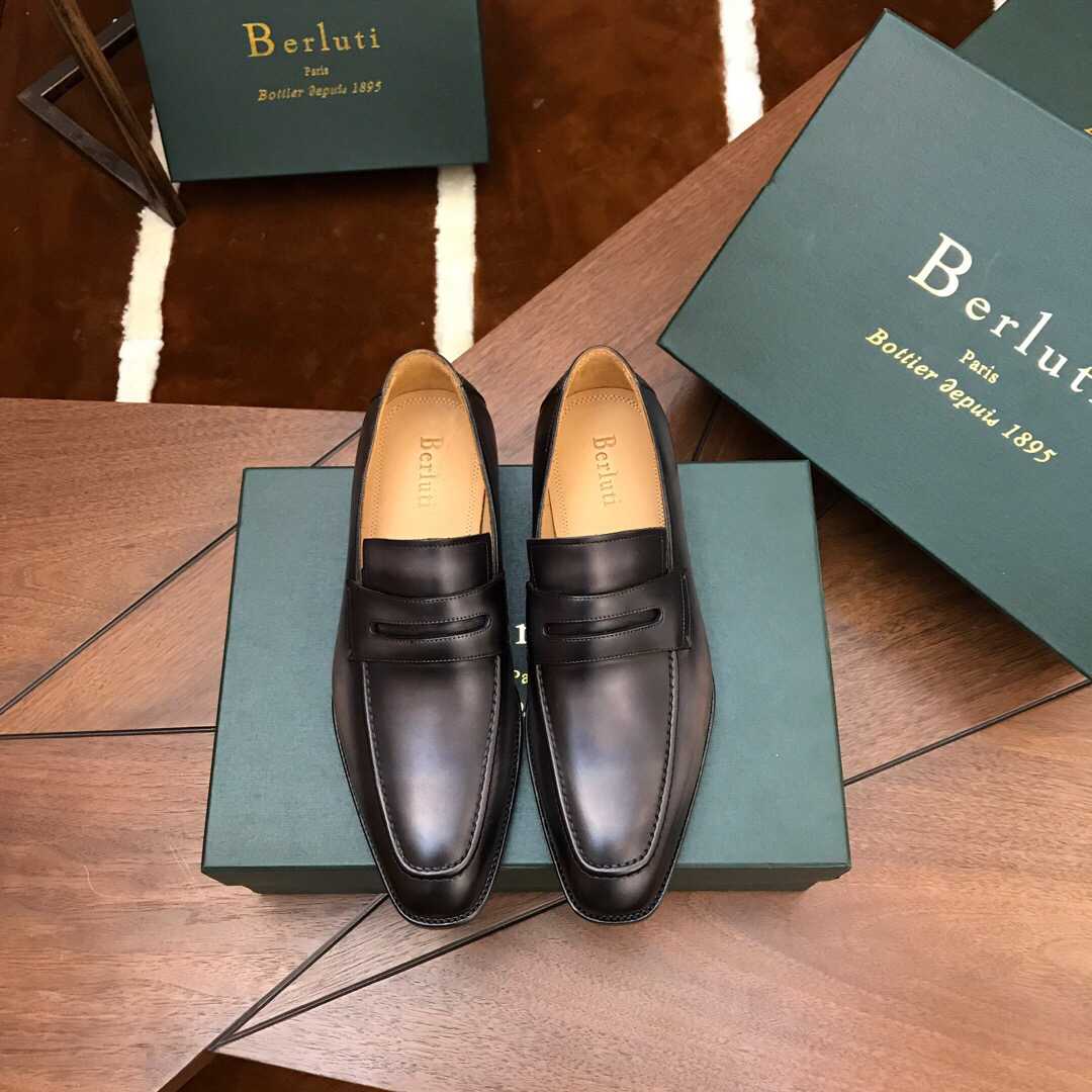 Berluti（伯尔鲁帝）意大利进口牛皮鞋面，水染牛皮鞋里男士商务正装皮鞋