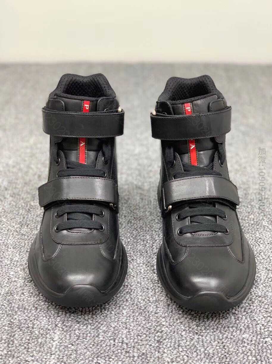 P79249_牛皮面羊羔毛高帮羊毛靴 普拉达短靴批发